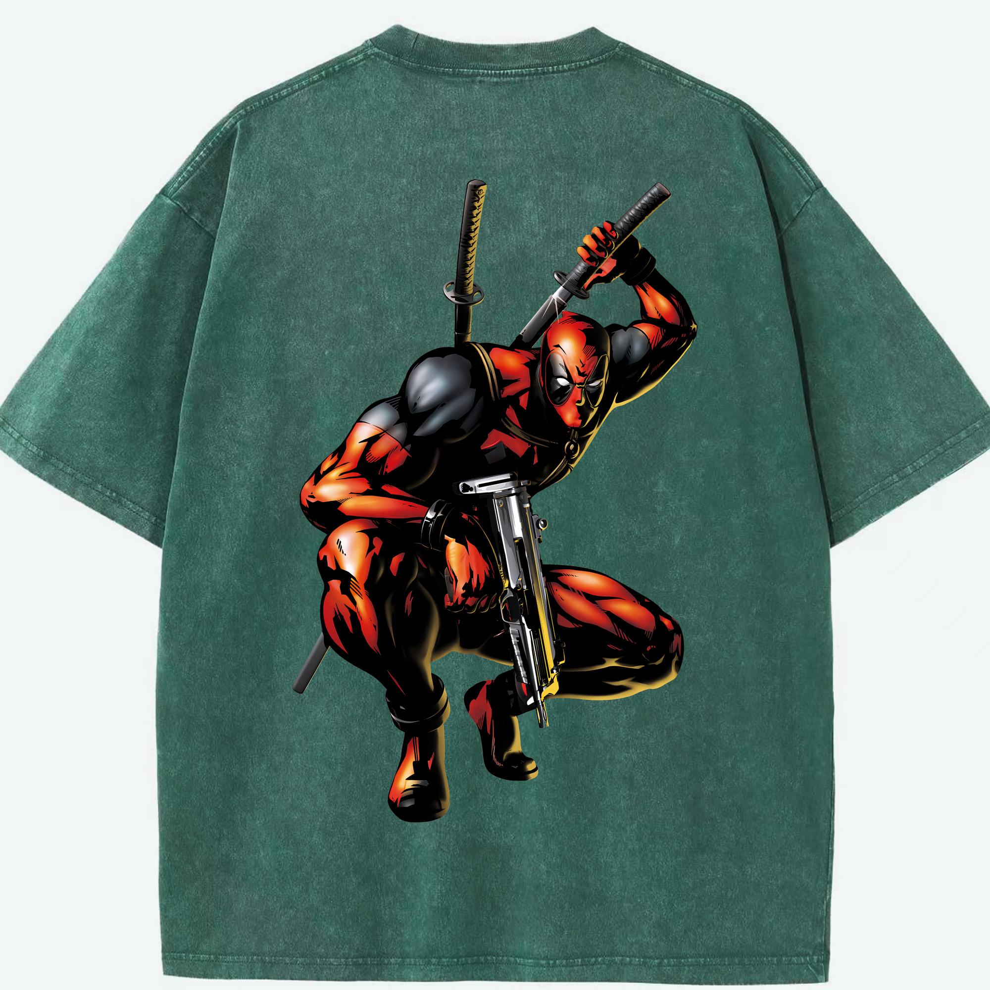 （画像用） Deadpool デッドプール 綿100% ヴィンテージ風 半袖Tシャツ（背面プリント）